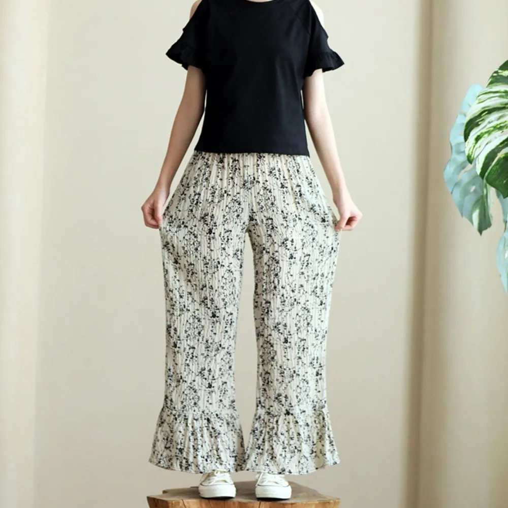 碎花喇叭裤/ 露肩上衣 Floral Flared Pants/ Cutout Tops