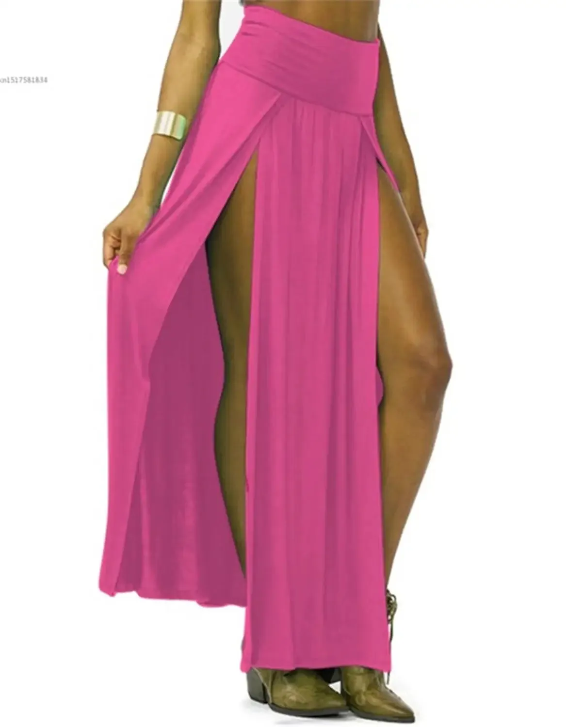 2023 New Arrival High Waisted Sexy Womens Double Slits Summer Solid Long Maxi Skirt Wholesale 51 Valentine's Day Gifts