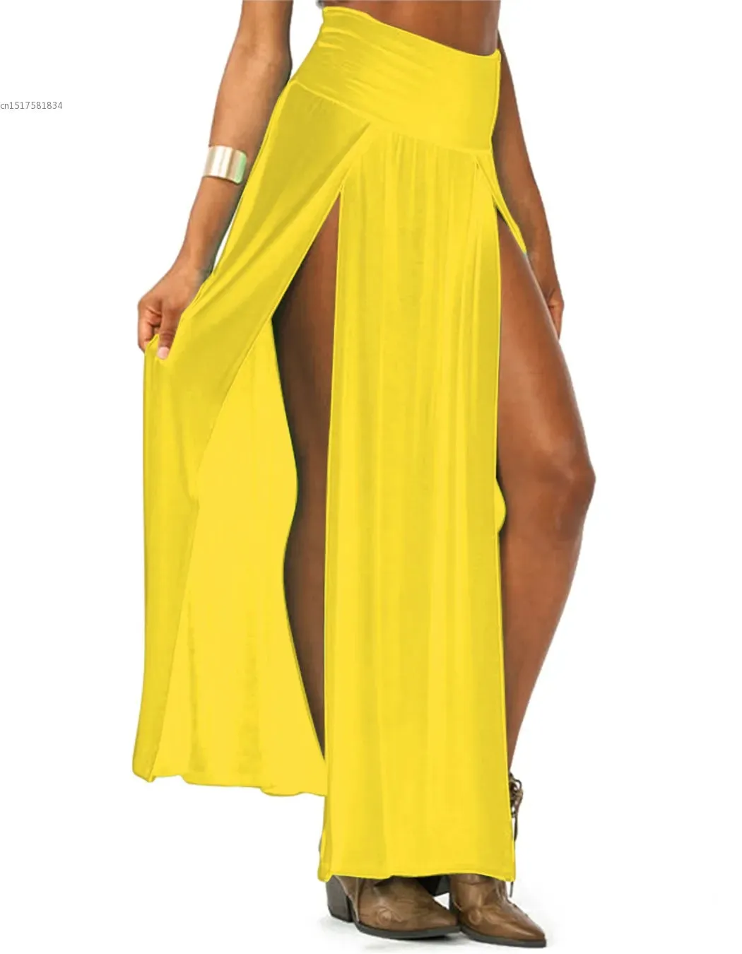 2023 New Arrival High Waisted Sexy Womens Double Slits Summer Solid Long Maxi Skirt Wholesale 51 Valentine's Day Gifts