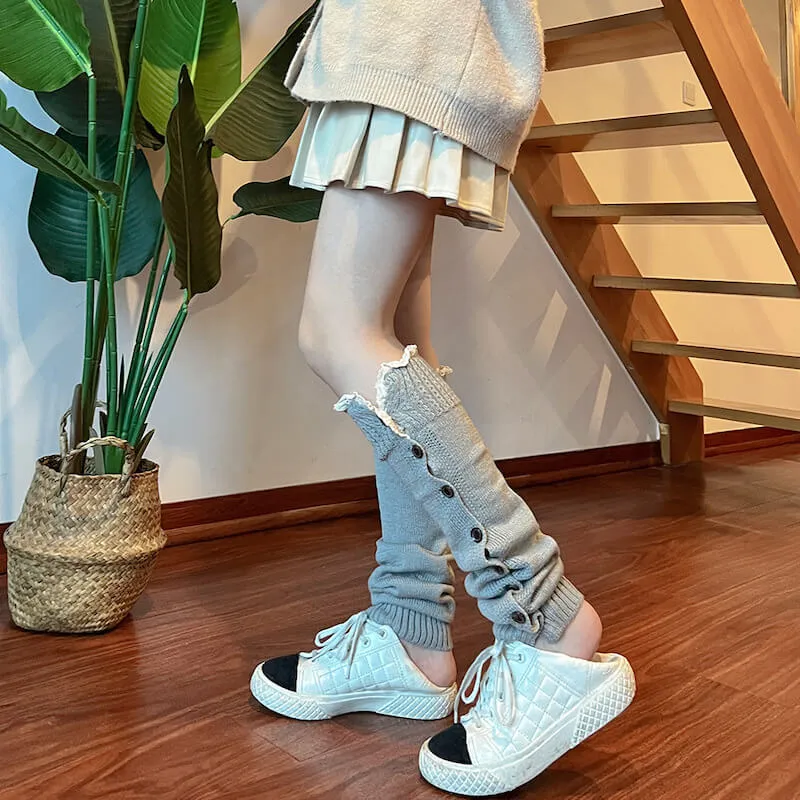 Aesthetic button lace leg warmers