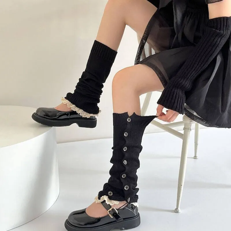 Aesthetic button lace leg warmers