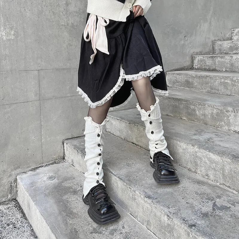 Aesthetic button lace leg warmers