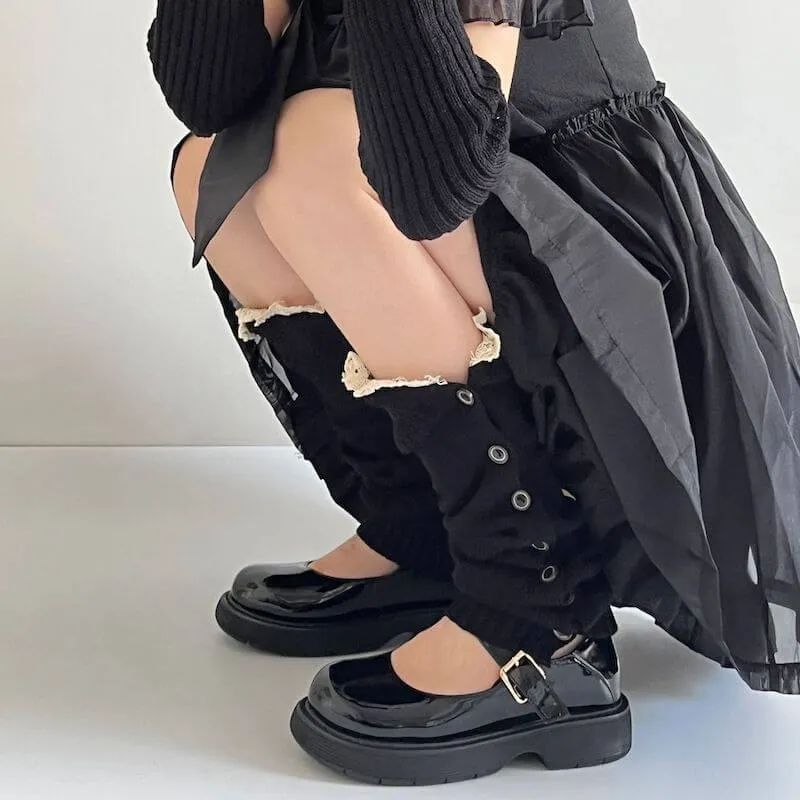 Aesthetic button lace leg warmers