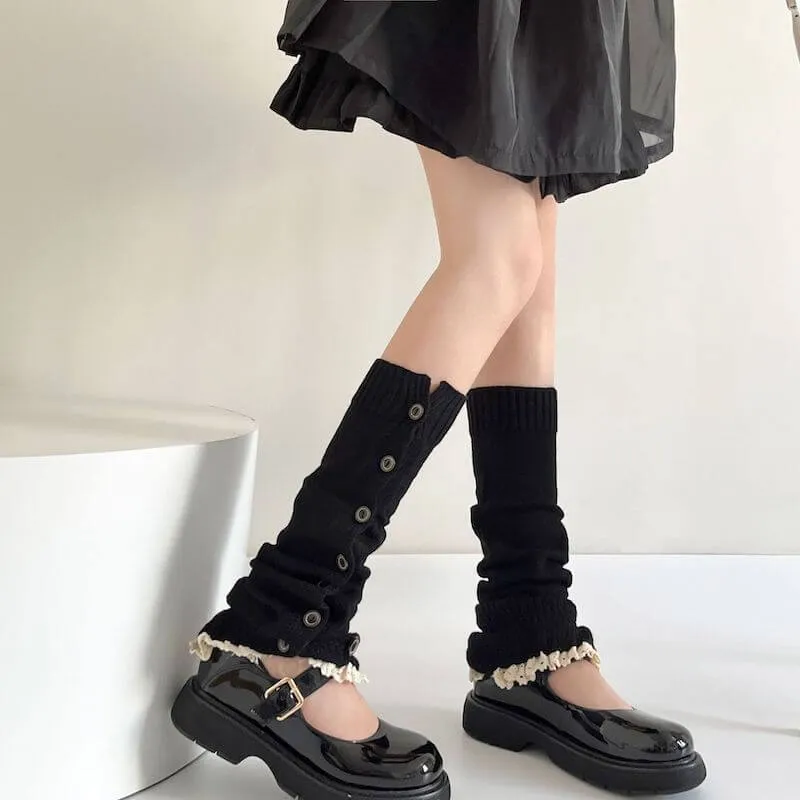 Aesthetic button lace leg warmers