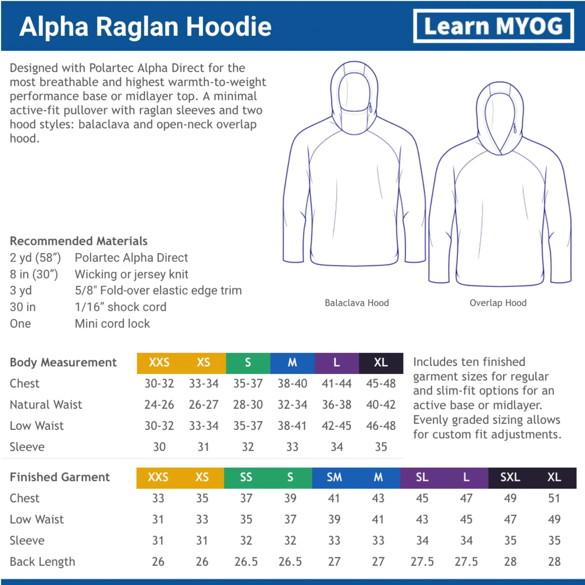 Alpha Raglan Hoodie Template/Pattern Bundle - Learn MYOG