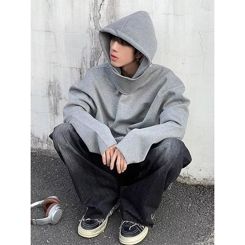 Bonsir starboy outfit Citboy Hooded Sweater Men's Stand Collar Breasted Hoodie Niche High-End Autumn Loose Casual All-Match Top