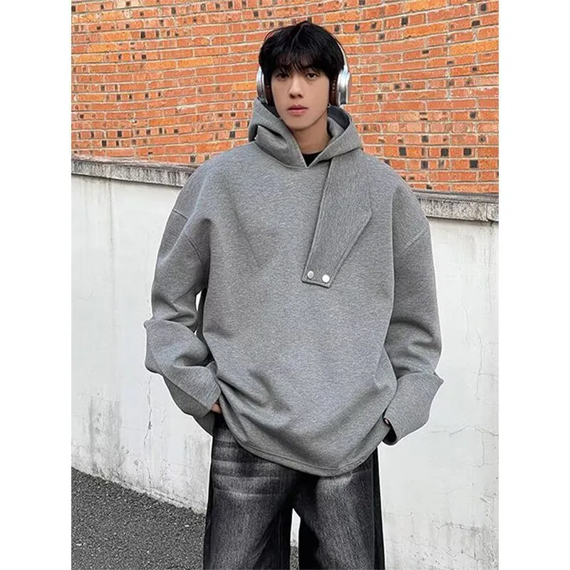 Bonsir starboy outfit Citboy Hooded Sweater Men's Stand Collar Breasted Hoodie Niche High-End Autumn Loose Casual All-Match Top