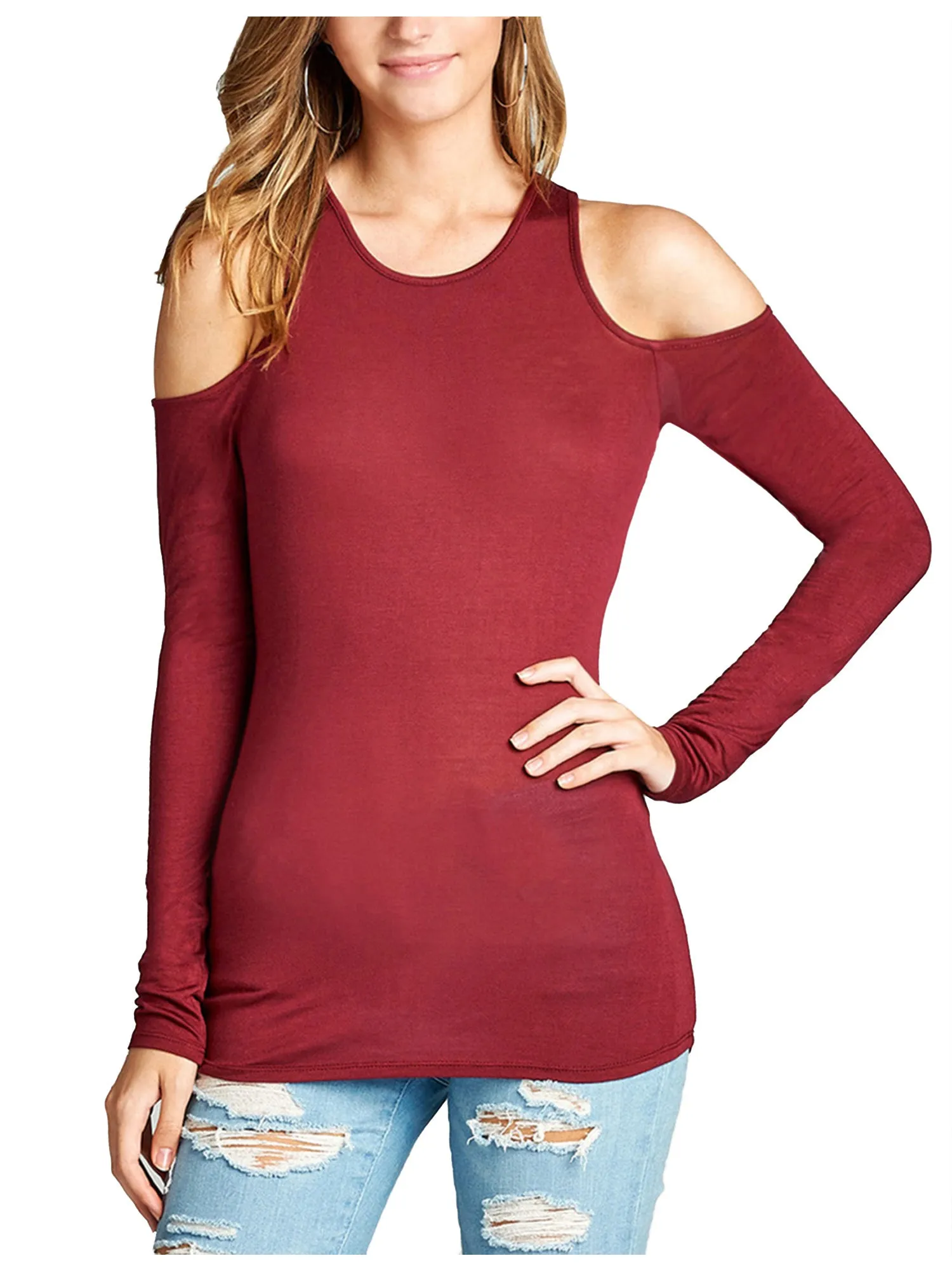 [Clearance] Womens Cold Should Long Sleeve Lightweight Stretchy Shirts Top Tee