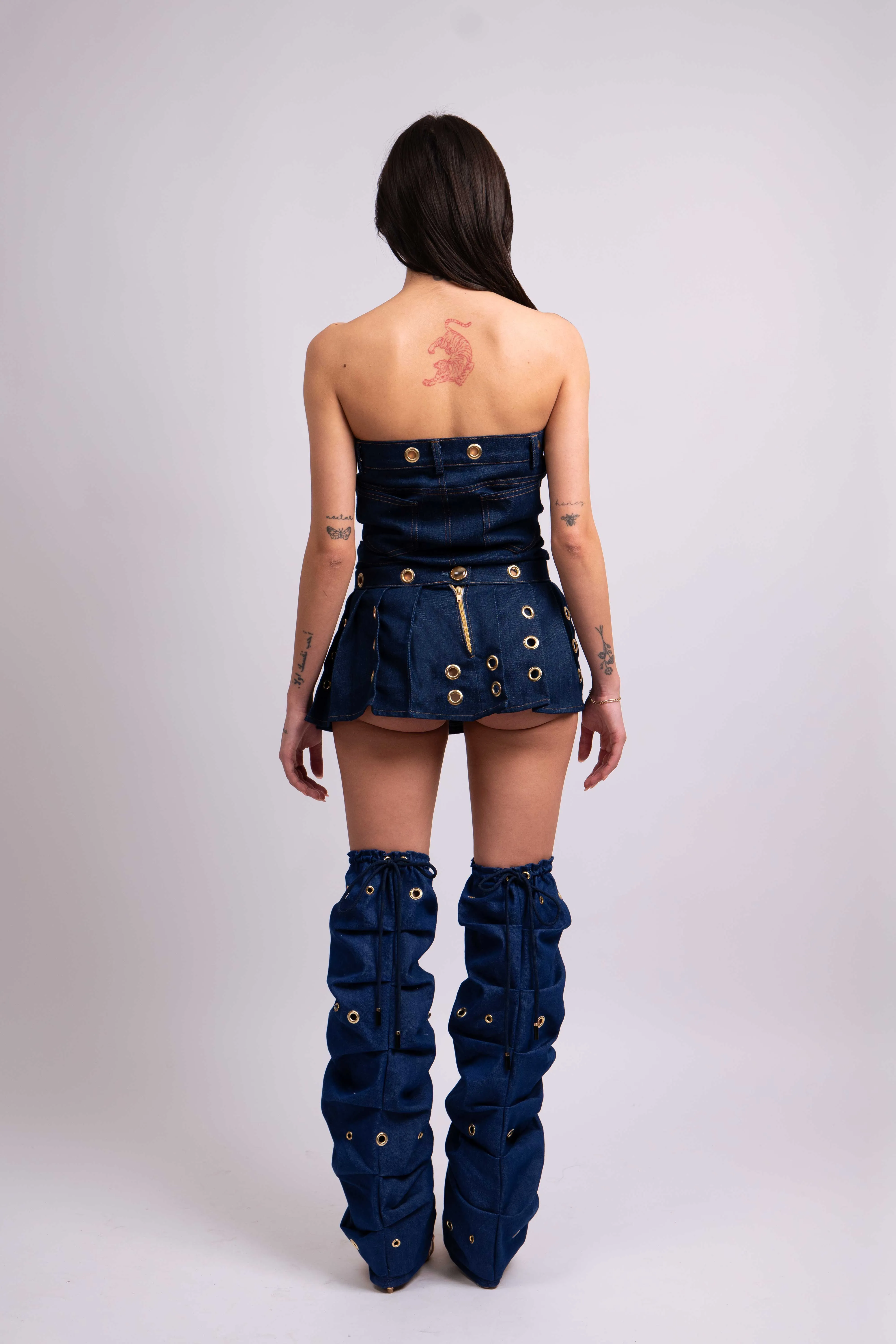 Destiny Pleated Denim Mini Skirt