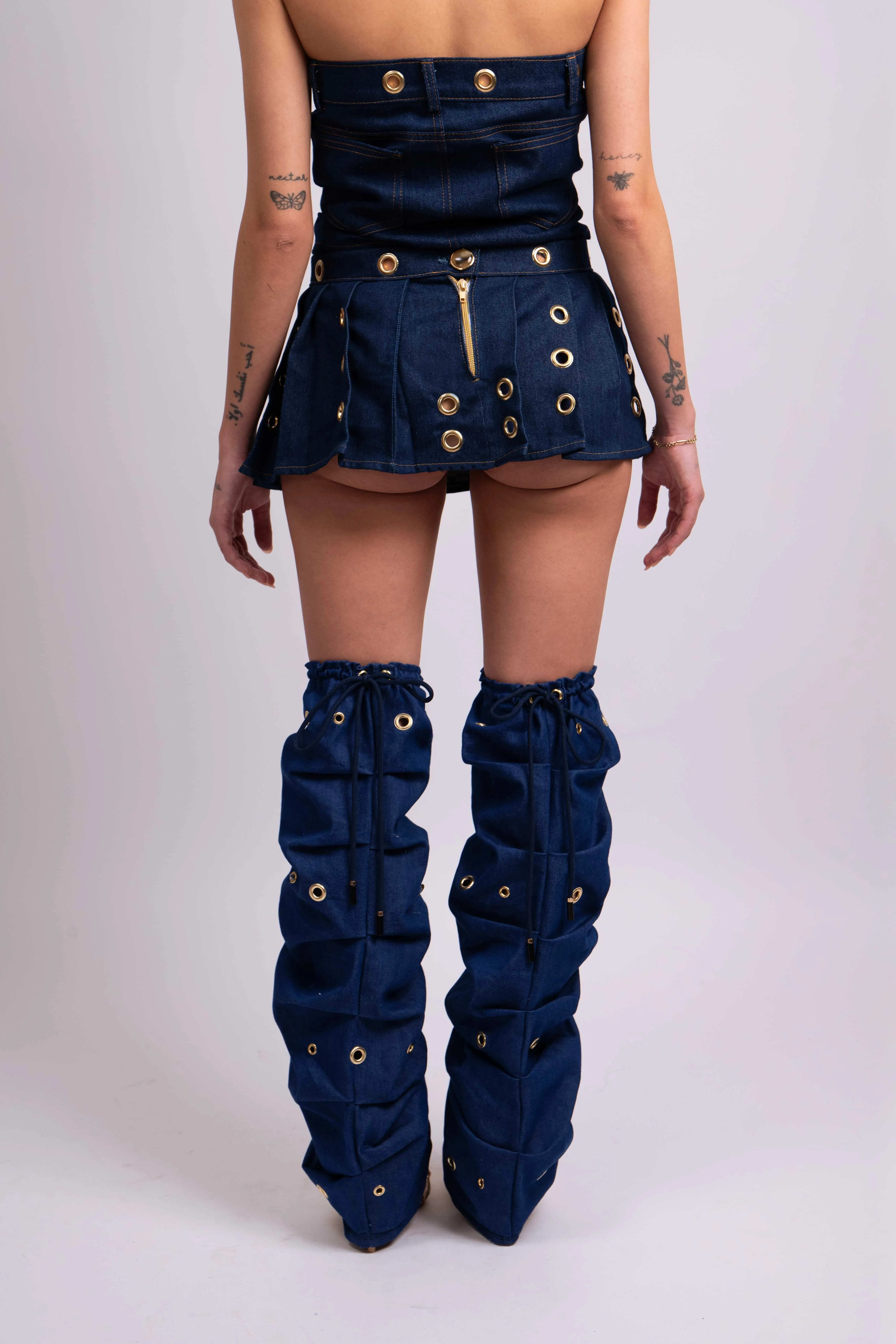 Destiny Pleated Denim Mini Skirt