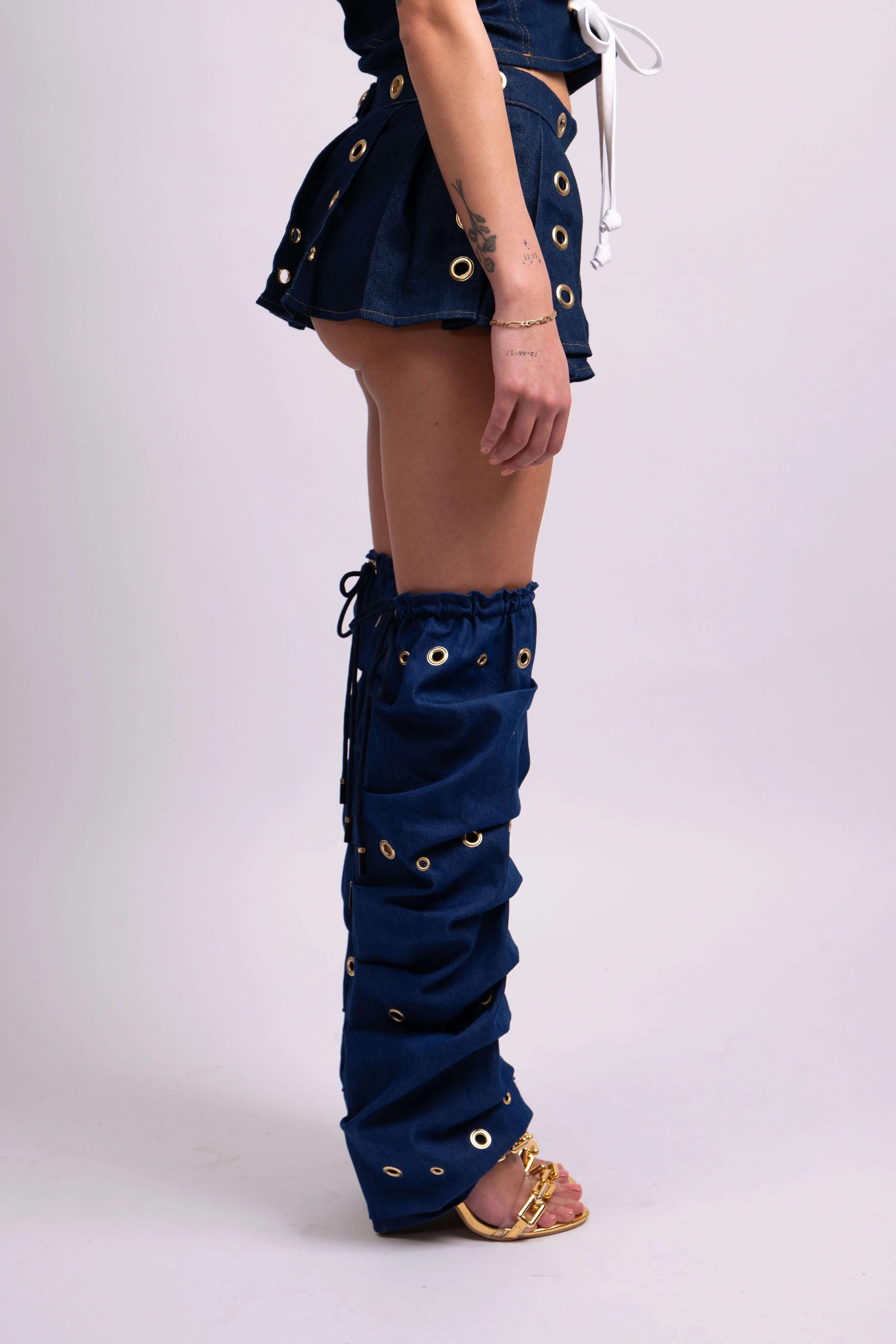 Destiny Pleated Denim Mini Skirt