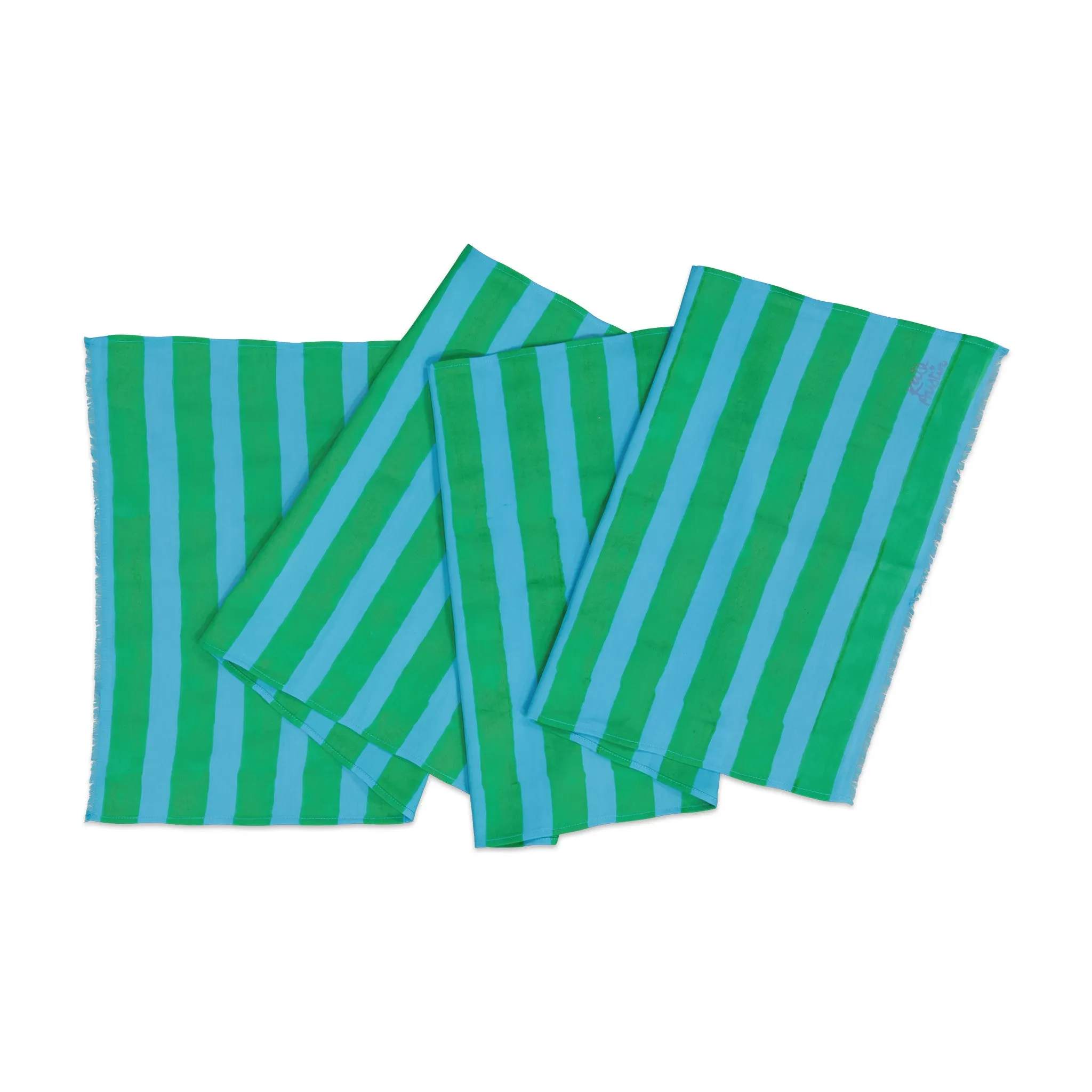 Donna Scarf in Green Blue Cabana Stripe