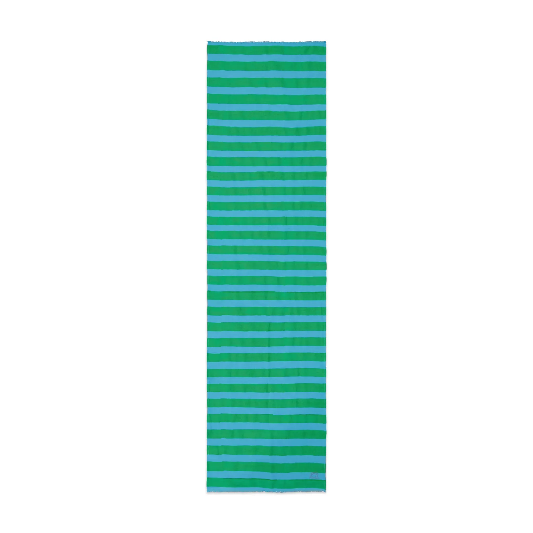 Donna Scarf in Green Blue Cabana Stripe