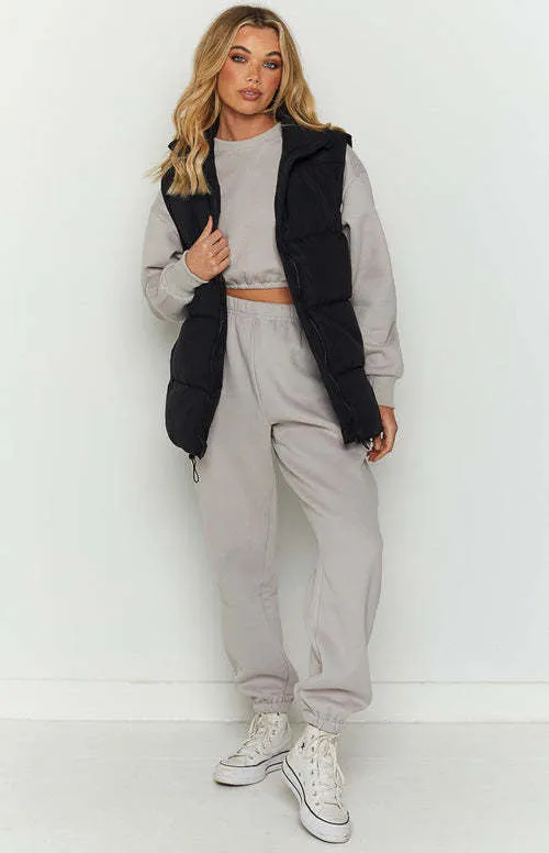 Girlary-shop fall outfits women Women's Autumn and Winter Solid Color Fashionable Lazy Drawstring Cotton Vest Coat for Women