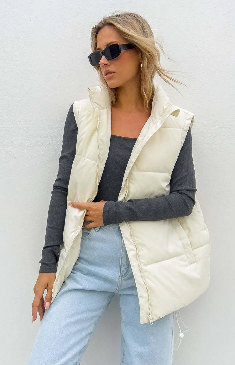 Girlary-shop fall outfits women Women's Autumn and Winter Solid Color Fashionable Lazy Drawstring Cotton Vest Coat for Women