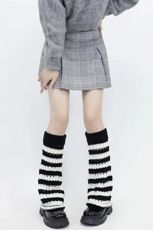 Hollow-out black pink y2k leg warmers