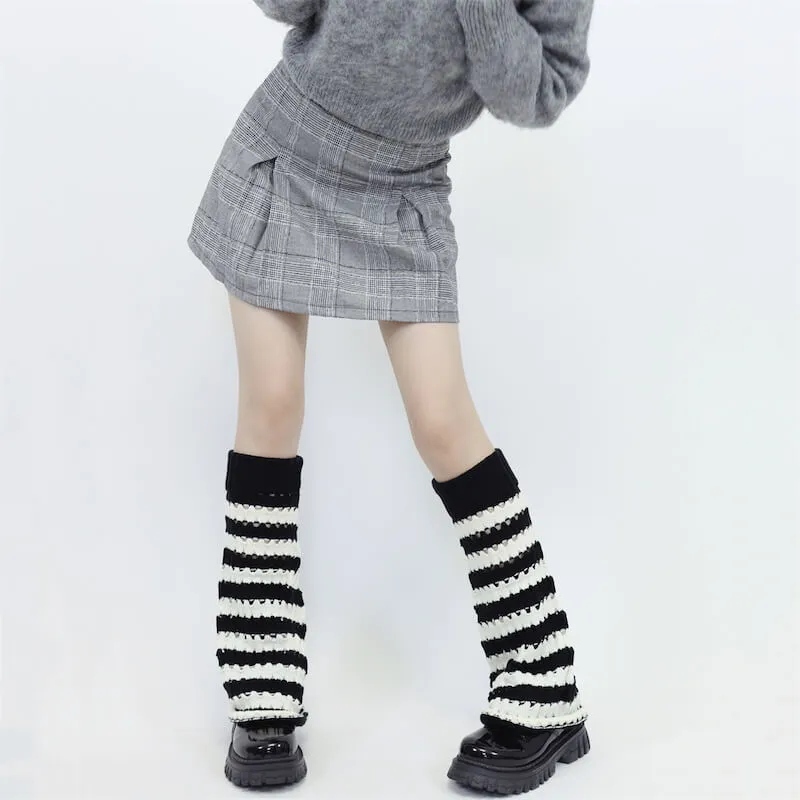 Hollow-out black pink y2k leg warmers
