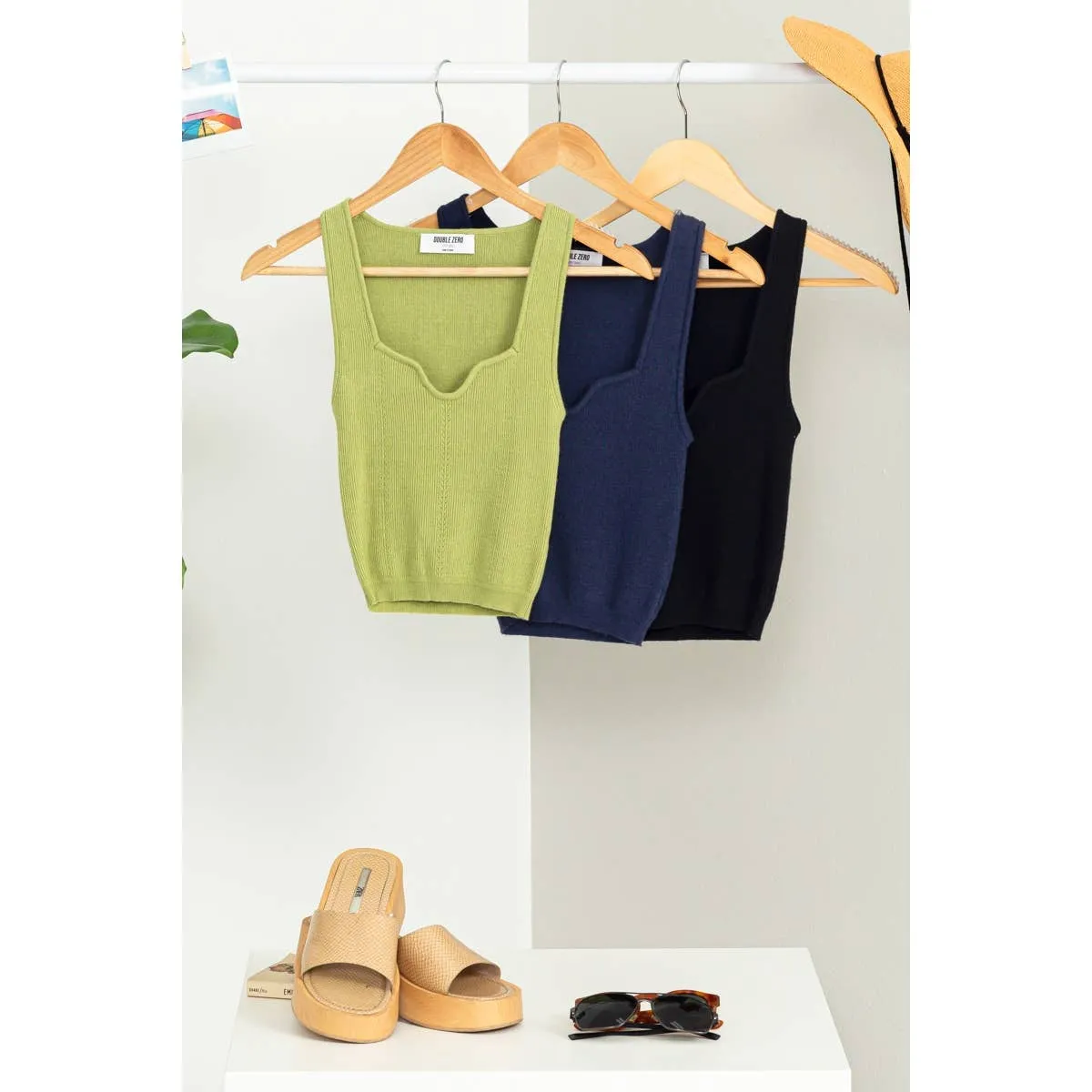 LIME SIMPLE GAL RIBBED TANK TOP