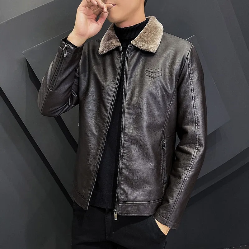 LMS Fleece Fur Leather Jacket