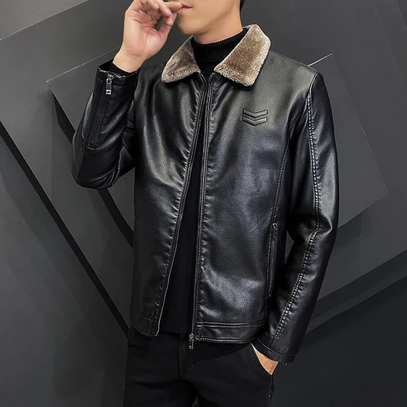 LMS Fleece Fur Leather Jacket