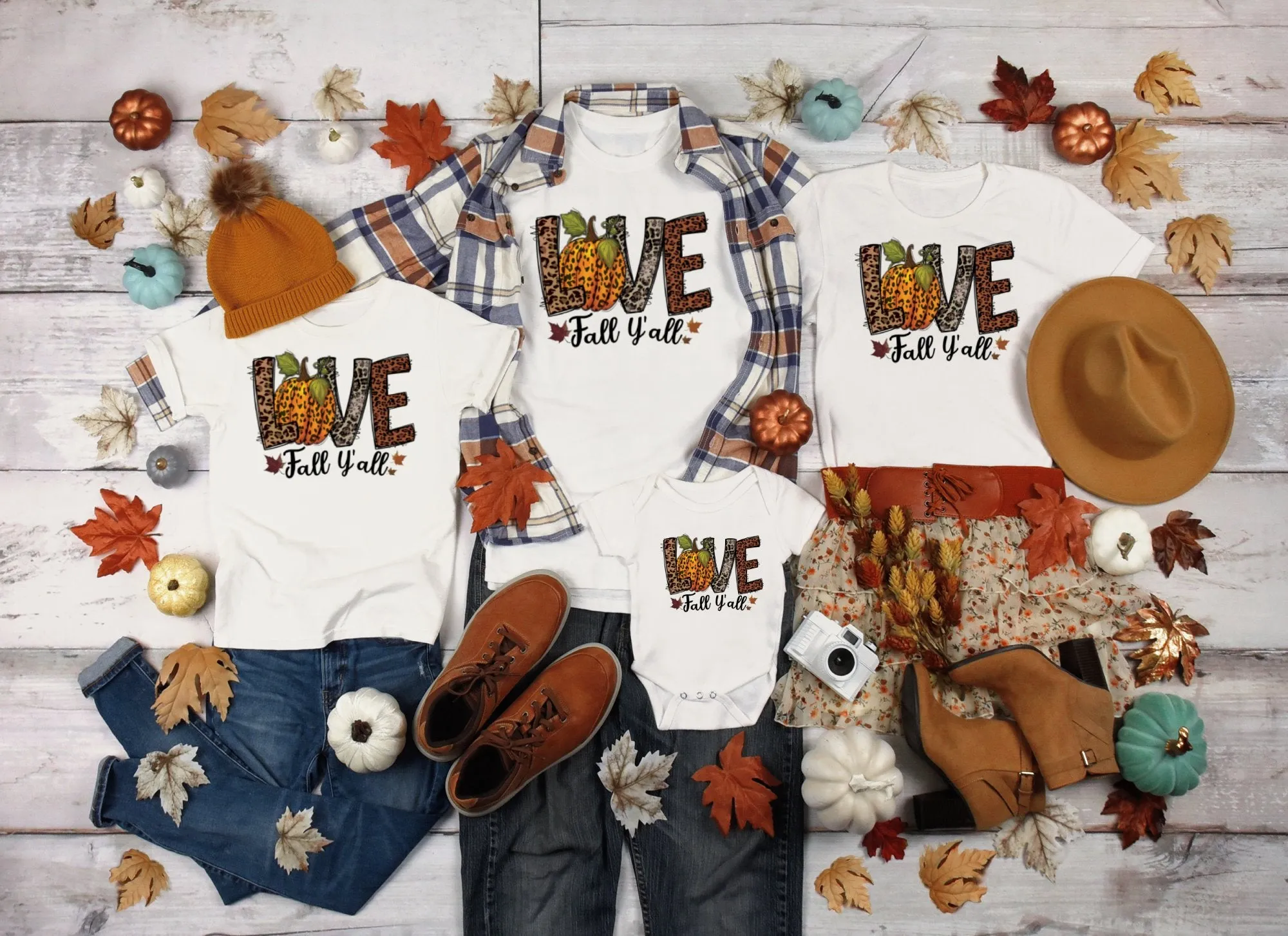Love Fall Ya'll Shirt,Tank, Sweatshirt and Matching Family Shirts. Perfect for a Fall, Autumn or Thanksgiving Gift