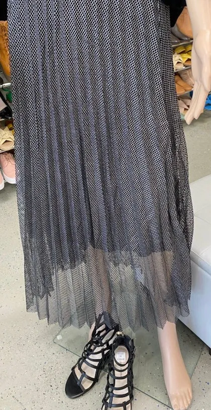 Metallic Mesh Skirt - Silver