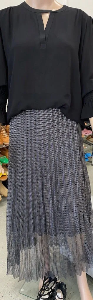Metallic Mesh Skirt - Silver