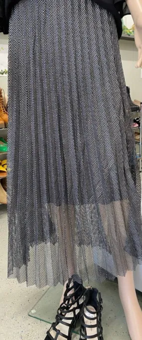 Metallic Mesh Skirt - Silver
