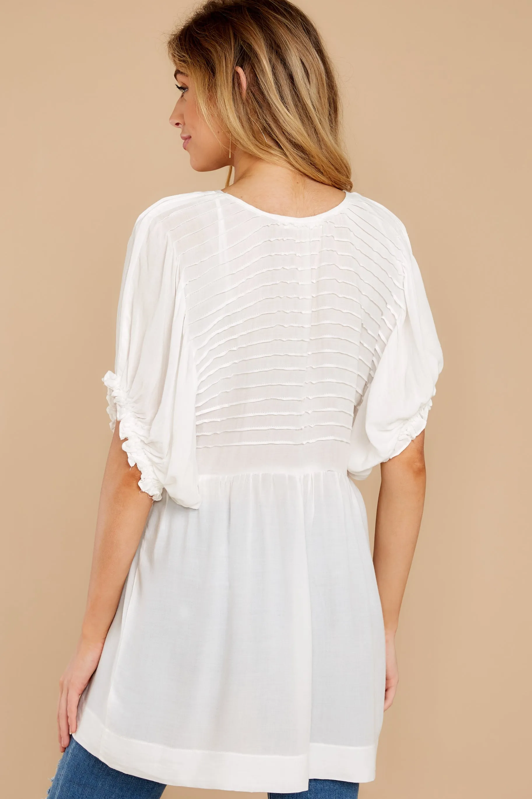 Morning Glory Off White Tunic Top