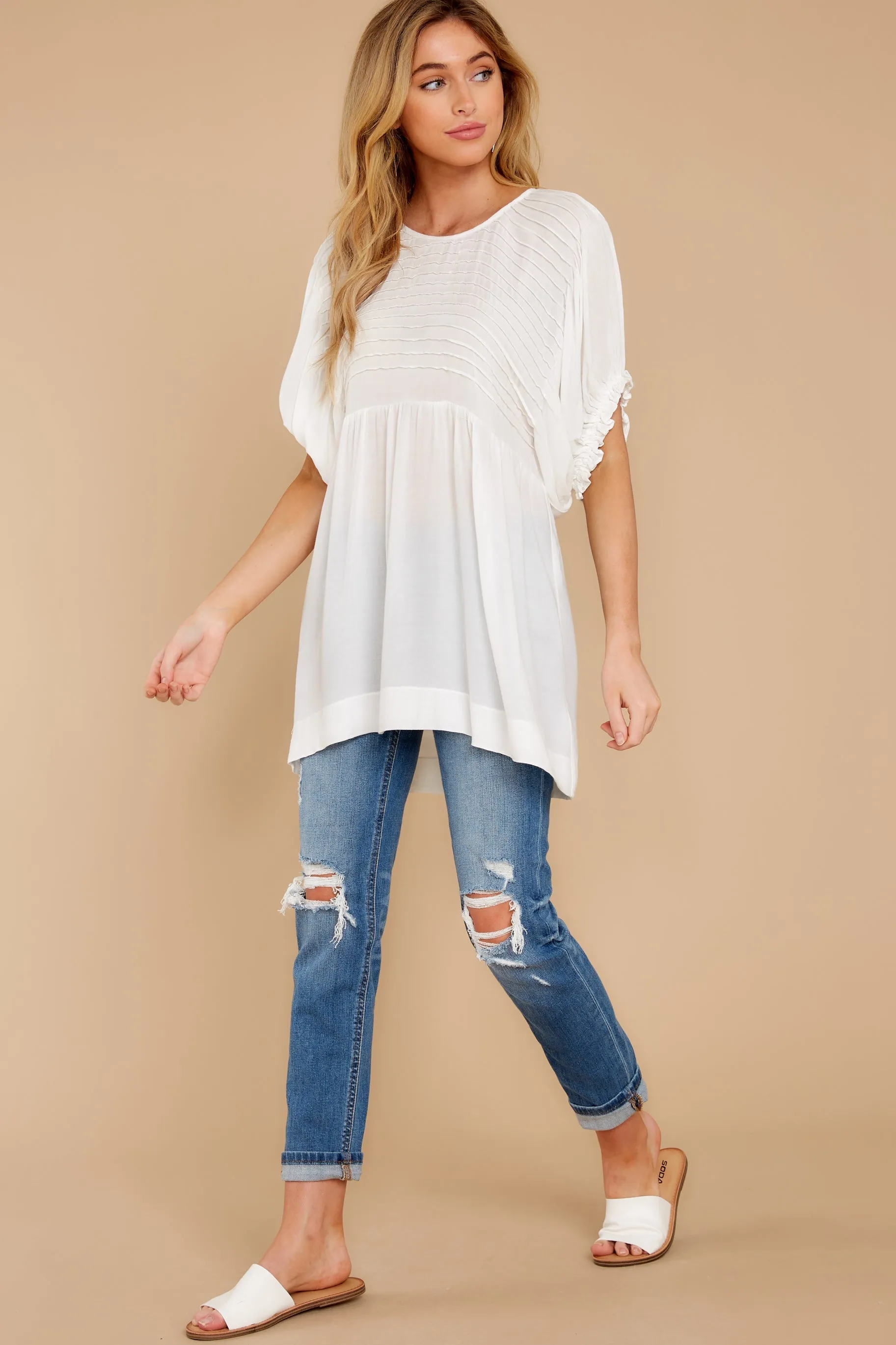 Morning Glory Off White Tunic Top