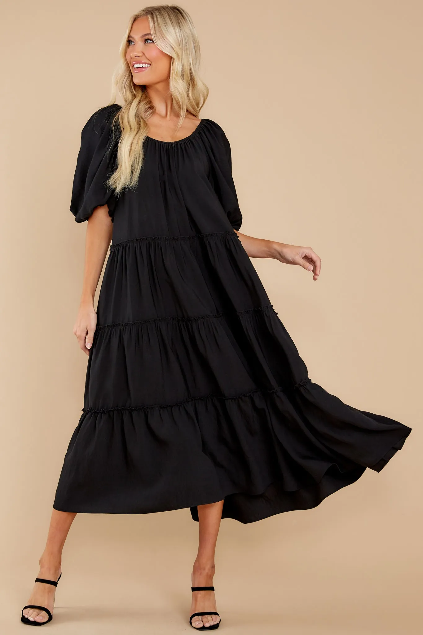 Story Teller Black Midi Dress