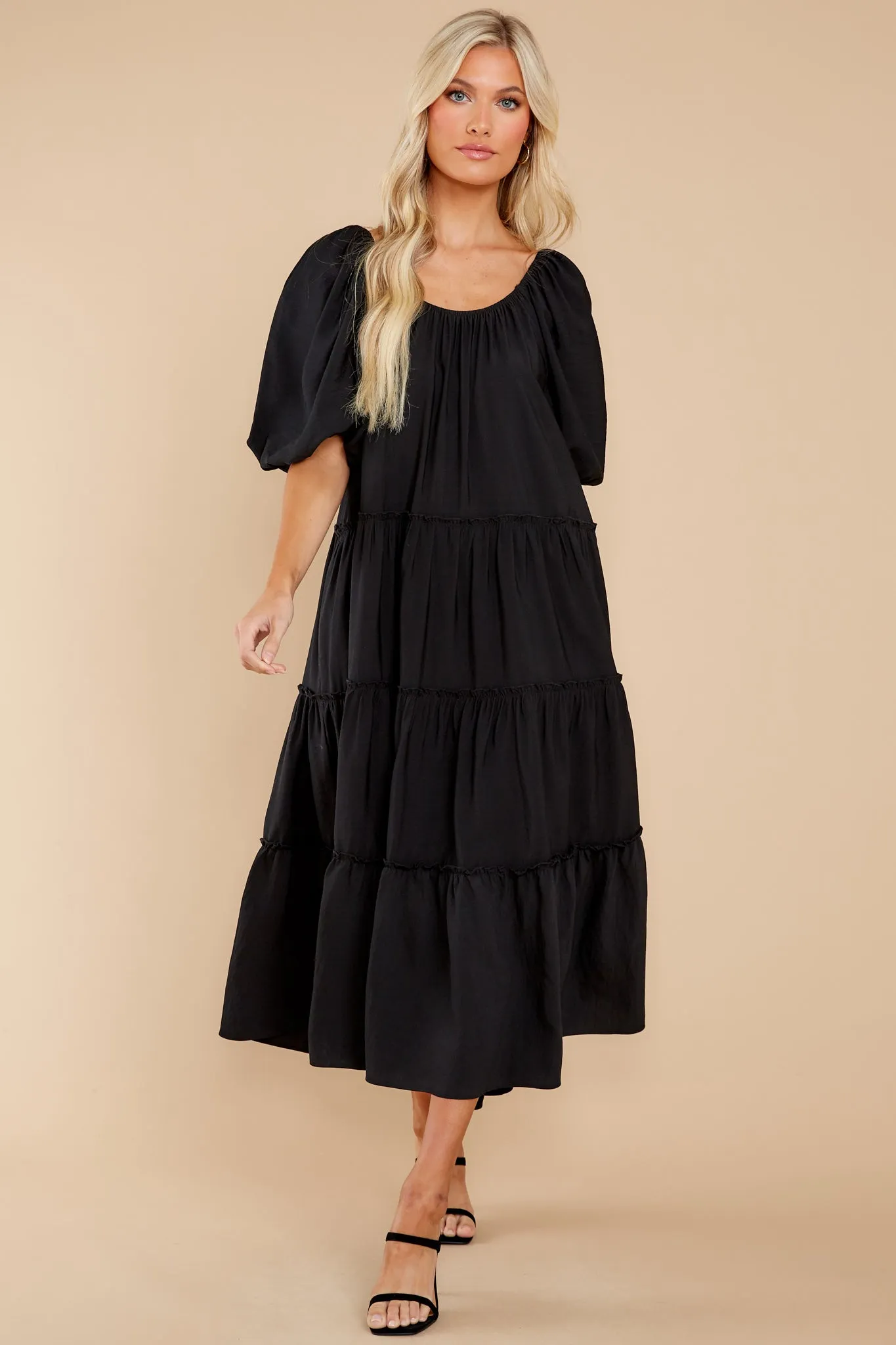 Story Teller Black Midi Dress