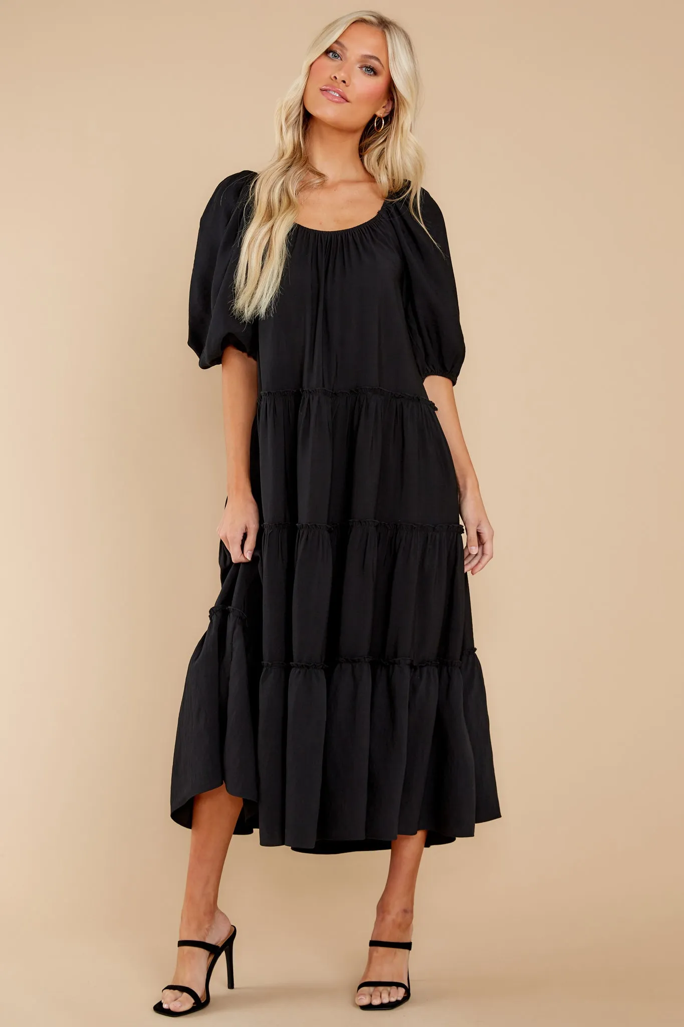 Story Teller Black Midi Dress