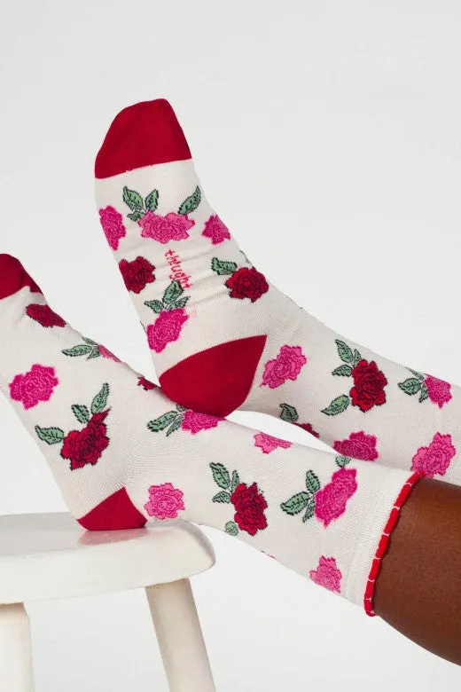 Thought Birth Flower Rose Bamboo Socks