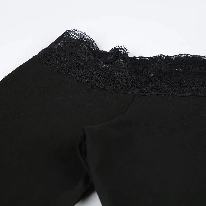 Uniwim Elegant Lace Patched Off Shoulder Dress