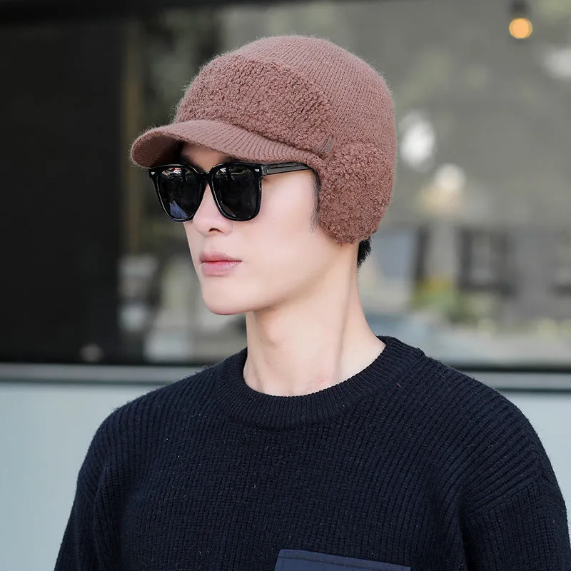 Warm Winter Knit Beanie Hats Fleece-Lined Men's Ear Protection Student Windproof Cycling Scarf Unisex